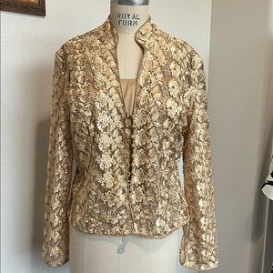 JS Collections Gold Floral Lace Jacket
